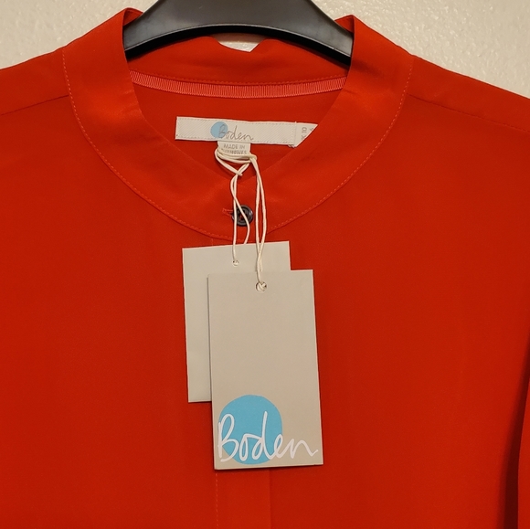 Boden Blouson Sleeve Silk Shirt- Post Box Red - Picture 7 of 13